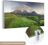 MuchoWow® Glasschilderij 120x60 cm - Schilderij acrylglas - Rijsveldenop Bali - Foto op glas - Schilderijen