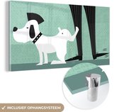 MuchoWow® Glasschilderij 80x40 cm - Schilderij acrylglas - Onbeschofte hond - Foto op glas - Schilderijen