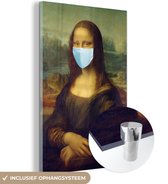 MuchoWow® Glasschilderij 120x180 cm - Schilderij acrylglas - Mona Lisa - Leonardo da Vinci - Mondkapje - Foto op glas - Schilderijen