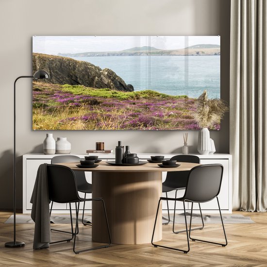 Herbe anglaise sur les falaises du parc national du Pembrokeshire Coast Plexiglass 160x80 cm - Tirage photo sur Glas (décoration murale en plexiglas)