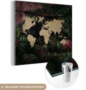 MuchoWow® Glasschilderij 20x20 cm - Schilderij acrylglas - Wereldkaart - Planten - Bloemen - Foto op glas - Schilderijen