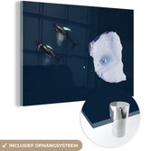 MuchoWow® Glasschilderij 150x100 cm - Schilderij acrylglas - Bovenaanzicht van orka's - Foto op glas - Schilderijen