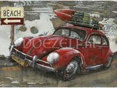 Diamond Painting Volkswagen Kever naar strand 50x60cm. (Volledige bedekking - Vierkante steentjes) diamondpainting inclusief tools