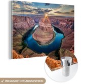 MuchoWow® Glasschilderij 180x120 cm - Schilderij acrylglas - Uitzicht over de Grand Canyon - Foto op glas - Schilderijen