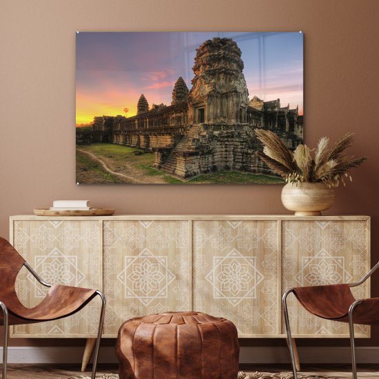 Lever de soleil à Angkor Wat au Cambodge Plexiglas 90x60 cm - Tirage photo sur Glas (décoration murale en plexiglas)