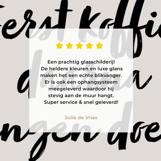 MuchoWow® Glasschilderij 40x30 cm - Schilderij acrylglas - Quote - Eerst koffie, daarna dingen doen - Taupe - Foto op glas - Schilderijen