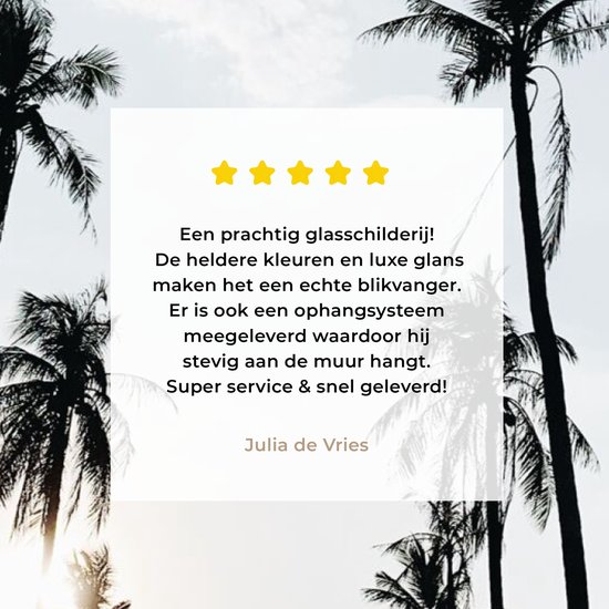 MuchoWow® Glasschilderij 30x20 cm - Schilderij acrylglas - Palmbomen - Zomer - Tropisch - Foto op glas - Schilderijen