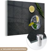 MuchoWow® Glasschilderij 60x40 cm - Schilderij acrylglas - Cocktail - Glas - Limoen - Foto op glas - Schilderijen