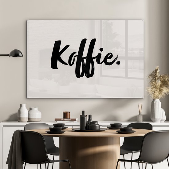 MuchoWow® Peinture sur verre 90x60 cm - Peinture acrylique sur verre - Café - Taupe - Citation - Photo sur verre - Peintures