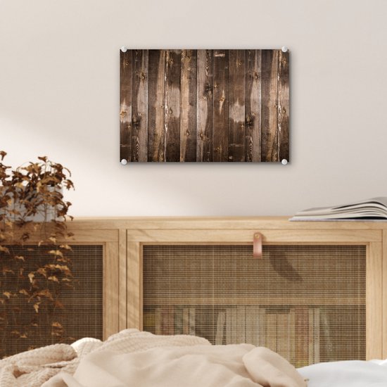 MuchoWow® Peinture sur Verre - Planches - Bois - Wood - 30x20 cm - Peintures sur Verre Acrylique - Photo sur Glas