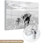 Peinture sur verre - Huskies tirant un traîneau à chiens - noir et blanc - 180x120 cm - Peintures sur Verre Peintures - Photo sur Glas