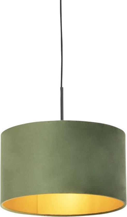 QAZQA combi - Landelijke Hanglamp met kap - 1 lichts - Ø 350 mm - Groen - Woonkamer | Slaapkamer | Keuken