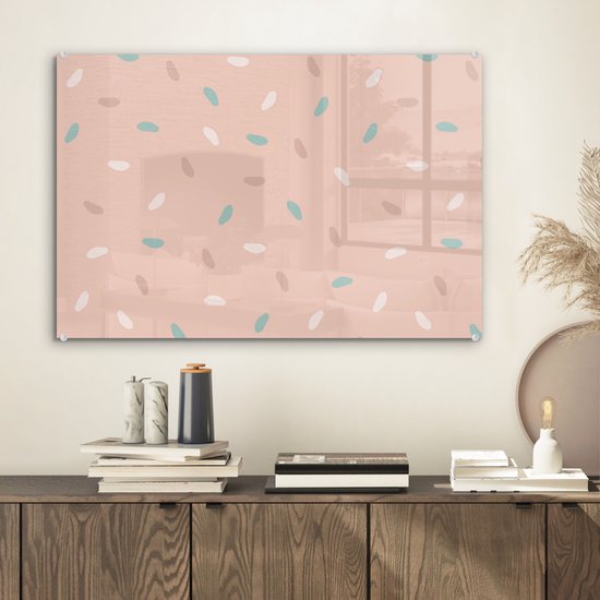 MuchoWow® Glasschilderij 60x40 cm - Schilderij acrylglas - Zomer - Patroon - Pastel - Foto op glas - Schilderijen