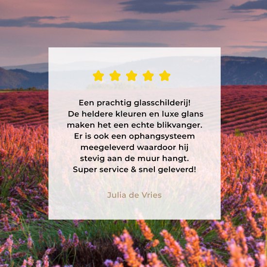 MuchoWow® Peinture sur verre 90x90 cm - Peinture acrylique sur verre - France - Lavande - Soir - Photo sur verre - Peintures