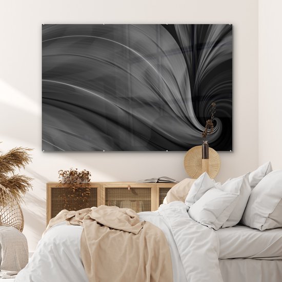 ® Glasschilderij 150x100 cm - Schilderij acrylglas - Achtergrond met de kleuren van een pauwenveer - Foto op glas - Muurdecoratie woonkamer - Wanddecoratie slaapkamer - Schilderijen