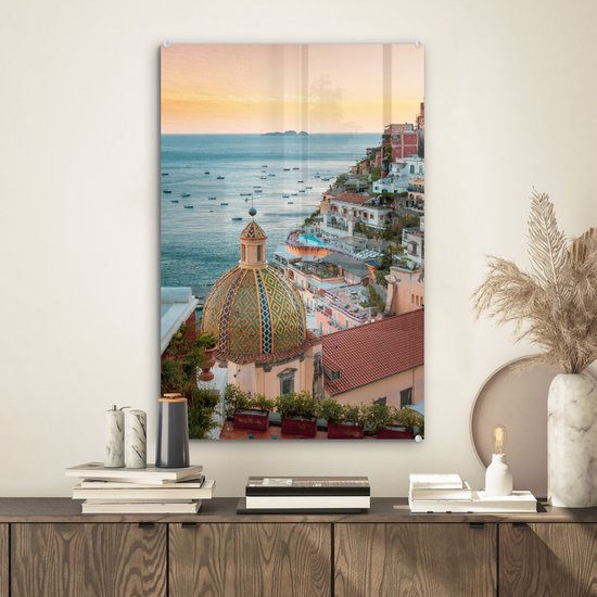 Peinture sur Verre - Italie - Mer - Maisons - 40x60 cm - Peintures sur Verre Peintures - Photo sur Glas