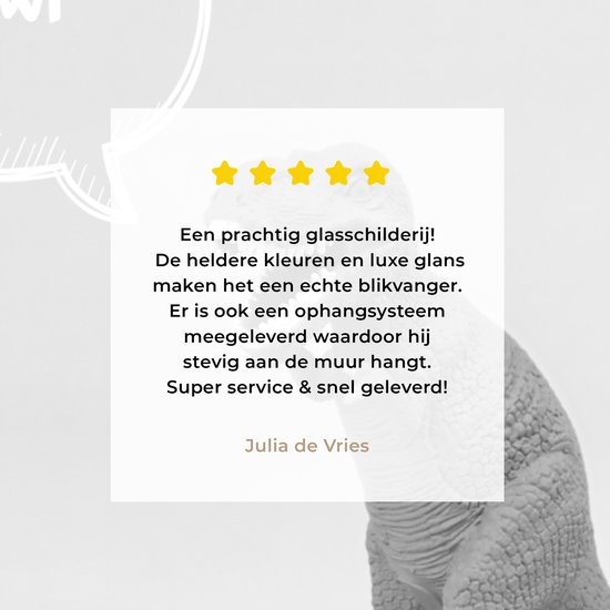 Peinture sur Verre - Dinosaurus - Zwart - Wit - Citations - 50x50 cm - Peintures sur Verre Peintures - Photo sur Glas