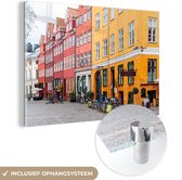 MuchoWow® Glasschilderij 60x40 cm - Schilderij acrylglas - Kopenhagen - Huis - Denemarken - Foto op glas - Schilderijen