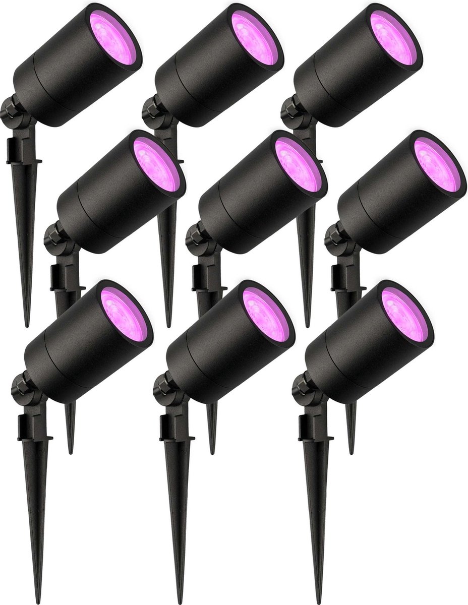LEDVION 9X RGBWW LED Prikspots - Zwart - IP65 - 5W - 2M