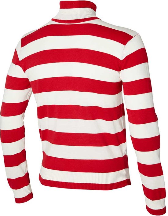 Pull Carnaval Tricoté - Col Roulé - Rouge - Wit - Taille L - Déguisements - Déguisements Femme - Costumes Carnaval Homme - Apollo