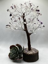 Amethist & Bergkristal Edelsteenboom 25cm (paars/transparant)