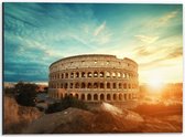 Dibond - Zonsondergang achter het Colesseum in Rome, Italië - 40x30 cm Foto op Aluminium (Met Ophangsysteem)