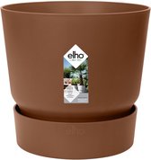 Elho Greenville Rond 40 - Grote Bloempot voor Buiten met Waterreservoir - 100% Gerecycled Plastic - Ø 39.0 x H 36.8 cm - Gemberbruin
