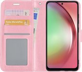 Hoes Geschikt voor Samsung A54 Hoesje Book Case Hoes Flip Cover Wallet Bookcase - Lichtroze