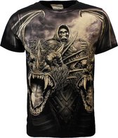 Rock Eagle Biker The Serpent Double Headed Dragon T-Shirt Zwart/Paars - Officially Licensed
