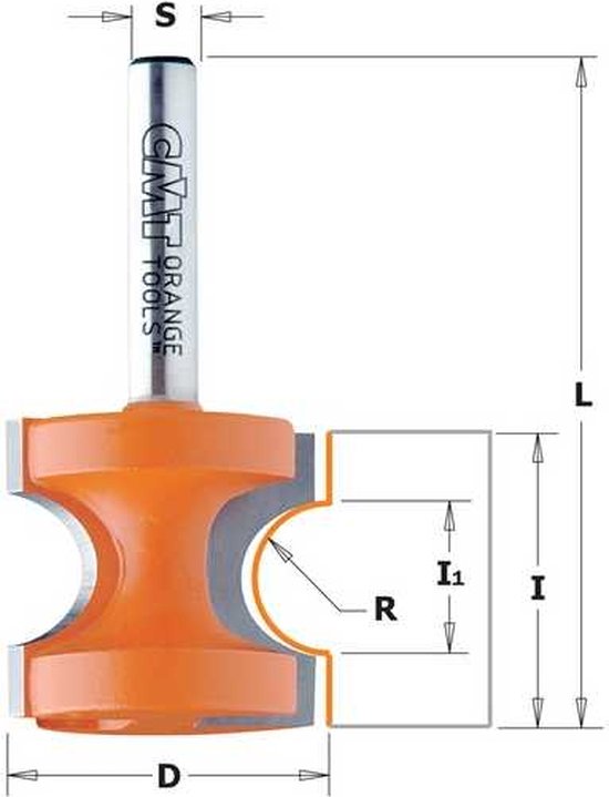 Fraise à Arrondir Quart De Rond Avec Plaquettes - D27mm, Queue 6.35mm, Rayon 2mm, Pour Défonceuse Sur Bois