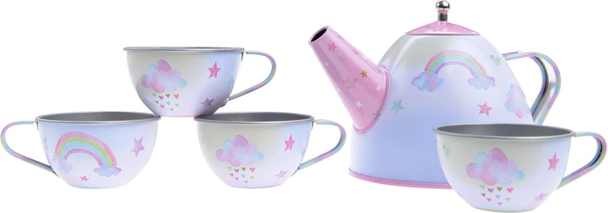 Jewelkeeper - Service à thé en étain 42 pièces Garçons et Enfants + sac de nourriture