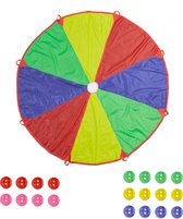 Relaxdays parachute doek met ballen - 3,5 m - dansdoek - parachute spel regenboog - buiten