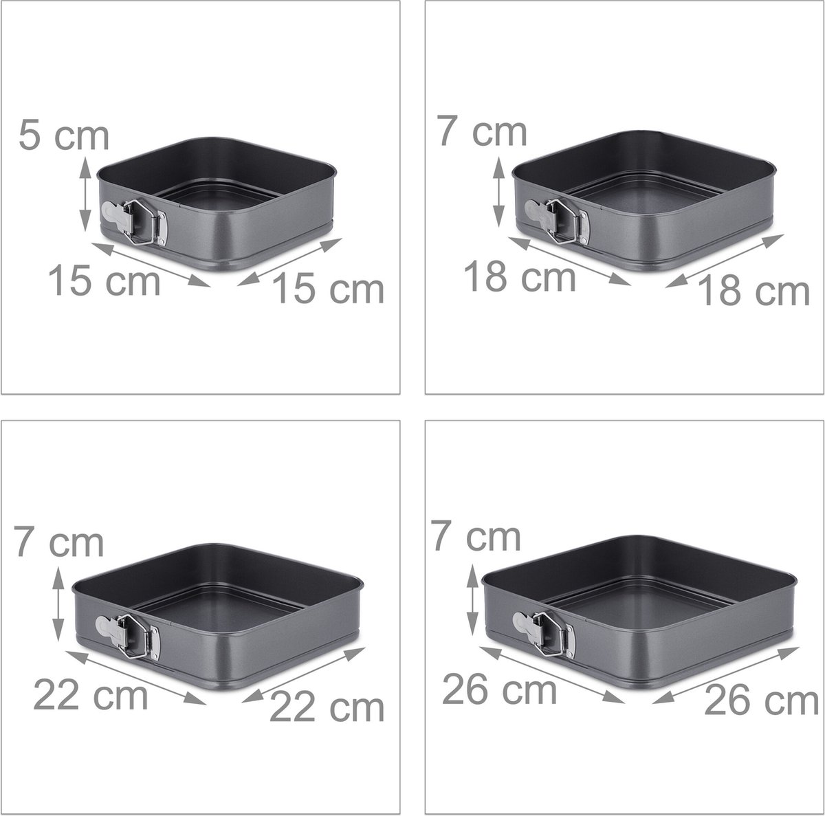 springvorm - set van 4 - 15, 18, 22, 26 cm - rvs - antiaanbaklaag - taartvorm – foto 8