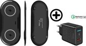 DrPhone Compaq V2 - Chargeur Double Sans Fil 2 en 1 - Station de Recharge Qi - 5V-2A - 10W - Zwart
