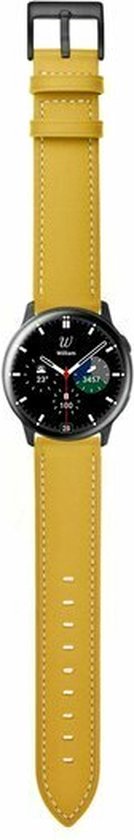 By Qubix - Geschikt voor Garmin bandje - Geschikt voor Garmin Venu / Sq / Sq2 / 2 plus - lederen bandje - Geel - Smartwatch bandje 20mm