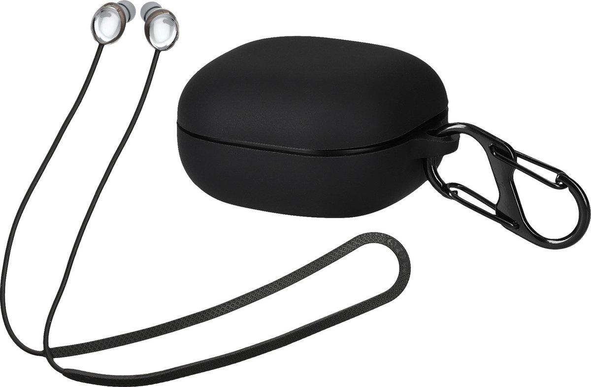 kwmobile set case & koord voor oordopjes - Compatibel met Samsung Galaxy Buds Pro - 2x 80 cm - In zwart / zwart