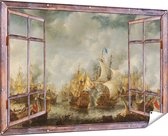 Gards Tuinposter Doorkijk Slag bij Terheide - Jan Abrahamsz. Beerstraten - 180x120 cm - Tuindoek - Tuindecoratie - Wanddecoratie buiten - Tuinschilderij