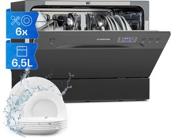 Klarstein Vaatwasser mini- voor 6 couverts, stille kleine vaatwasser met 6 wasprogramma's, kleine tafelmodel vaatwasser voor thuis, kantoor, camping, mini-vaatwasser met wateraansluiting - Tafelvaatwasser - 6 Maatgedekken 49 dB 45 cm 1380W