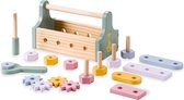 Boîte à outils Hauck pour enfants Apprendre à réparer en bois (certifié FSC®), jeu de rôle pour les enfants à partir de 2 ans, stimule la coordination œil-main, la motricité fine, jouet d'apprentissage, facile à transporter
