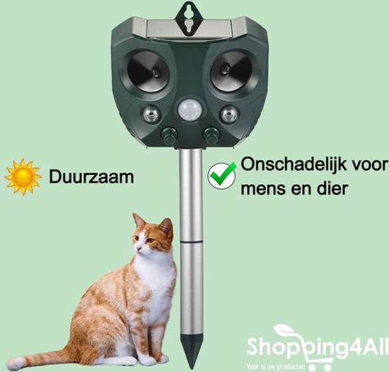 Foto: Shopping4all kattenverjager ongedierte verjager ultrasoon zonne energie oplaadbaar