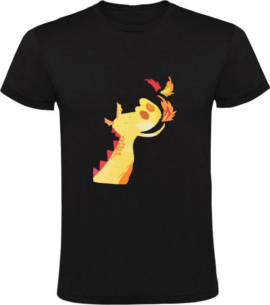 Foto: Draakje spuwt vuur kinder t shirt 104 draak monster beest