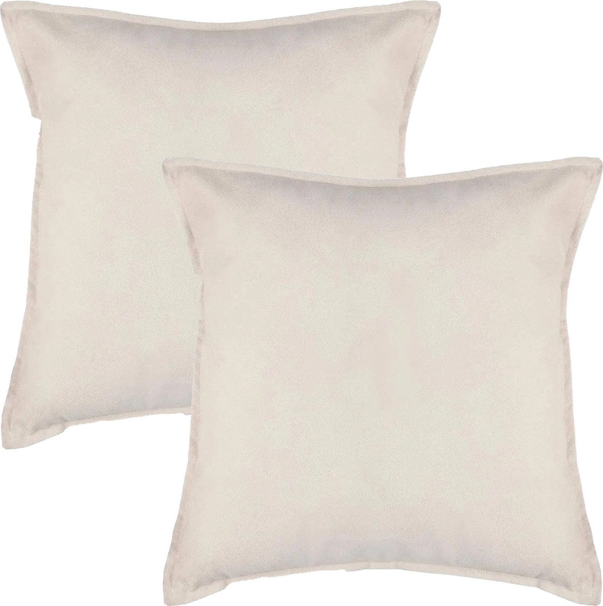 Atmosphera Bank/sierkussens huiskamer Sophia - 2x stuks - 52 x 52 cm - Ivoor wit - polyester - met rits