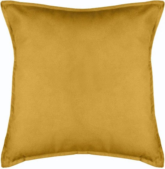 Atmosphera Bank/sierkussens huiskamer Sophia - 55 x 55 cm - Okergeel - polyester - met rits