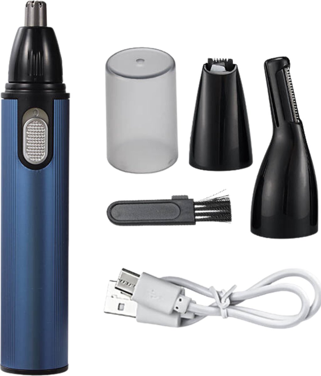 Jourz Neustrimmer - Neustrimmer Mannen - Oortrimmer - Neustrimmer Vrouwen - Neushaartrimmer - Wenkbrauw trimmer - Oplaadbaar - Blauw