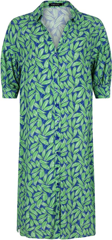 Ydence - Dress Palmer met print - Blue Green - maat S