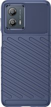 Mobigear Hoesje geschikt voor Motorola Moto G53 5G Telefoonhoesje Flexibel TPU | Mobigear Groove Backcover | Moto G53 5G Case | Back Cover - Blauw