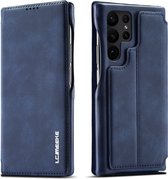 Luxe Telefoonhoesje voor Samsung Galaxy S23 Ultra| Hoogwaardig Leren Bookcase | Luxe Uitstraling | Flip Case | Portemonnee | Blauw