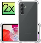 Hoes Geschikt voor Samsung A14 Hoesje Siliconen Cover Shock Proof Back Case Shockproof Hoes - Transparant - 2x