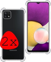 Hoes Geschikt voor Samsung A22 5G Hoesje Shock Proof Case Hoes Siliconen - Hoesje Geschikt voor Samsung Galaxy A22 5G Hoes Cover Shockproof - Transparant - 2 Stuks