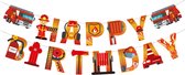 Happy Birthday Slinger Kinderfeestje Verjaardag Versiering Brandweer Versiering Brandweer Slinger - Rood